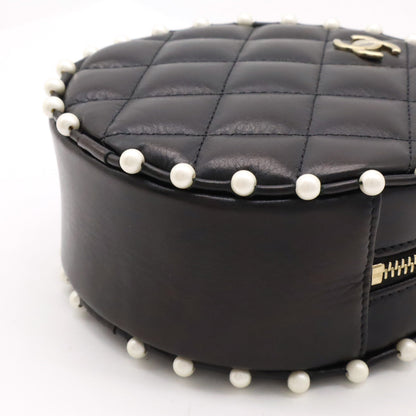 Chanel Leather Faux Pearl Round Chain Shoulder Bag