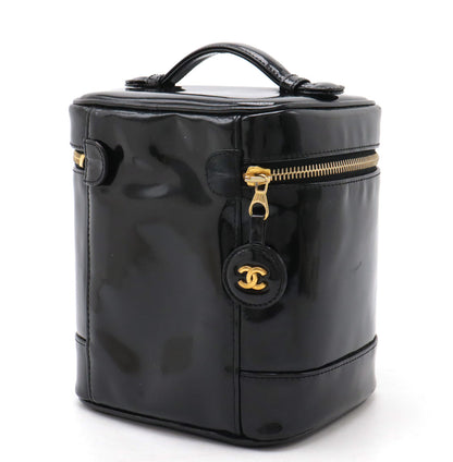 Chanel Vanity Bag Patent Leather Black
