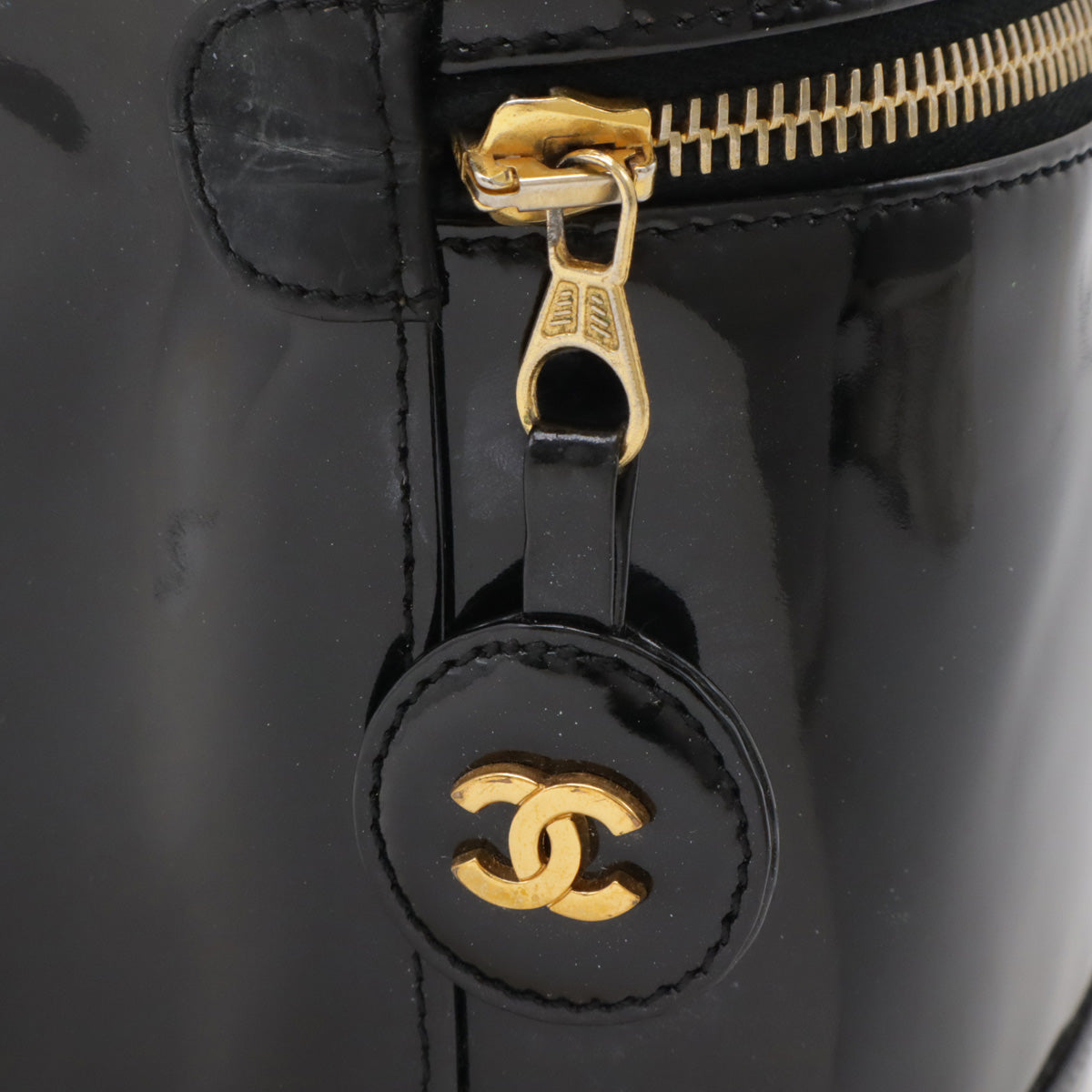 Chanel Vanity Bag Patent Leather Black