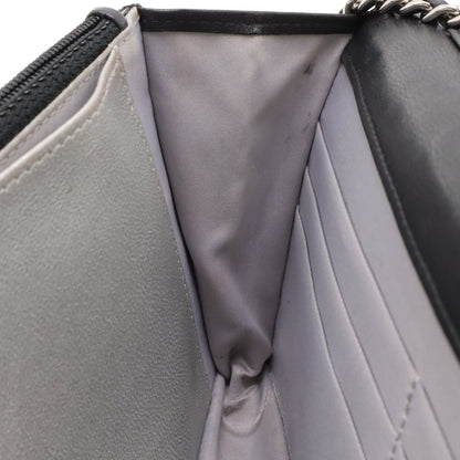 Chanel Camellia Chain Wallet Black Leather