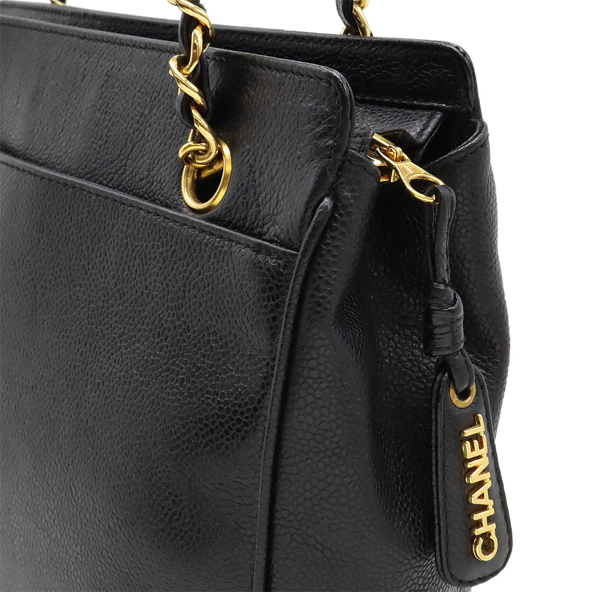 Chanel Caviar Leather Triple Coco Chain Shoulder Bag