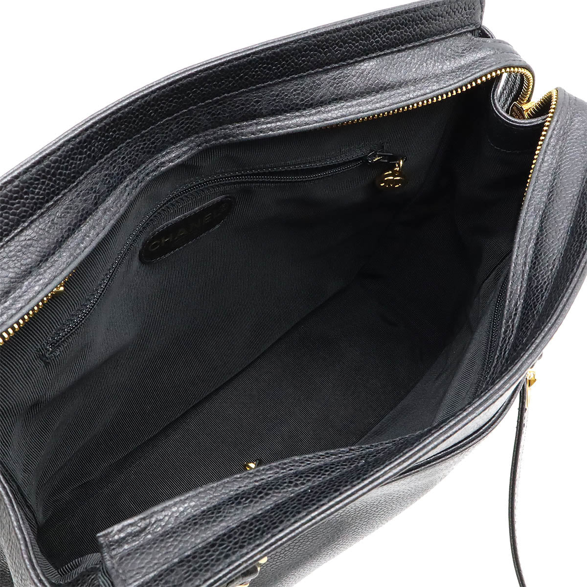 Chanel Caviar Leather Triple Coco Chain Shoulder Bag