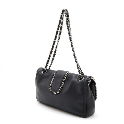 Chanel Leather Coco Mark W Chain Shoulder Bag