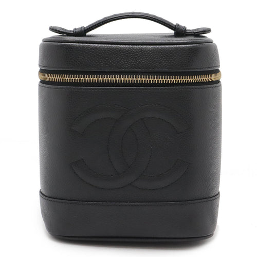 Chanel Caviar Vanity Handbag Black Leather