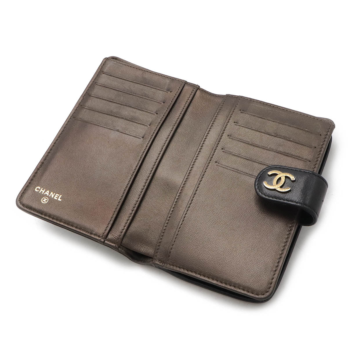 Chanel Camellia Embossed Lambskin Wallet Black