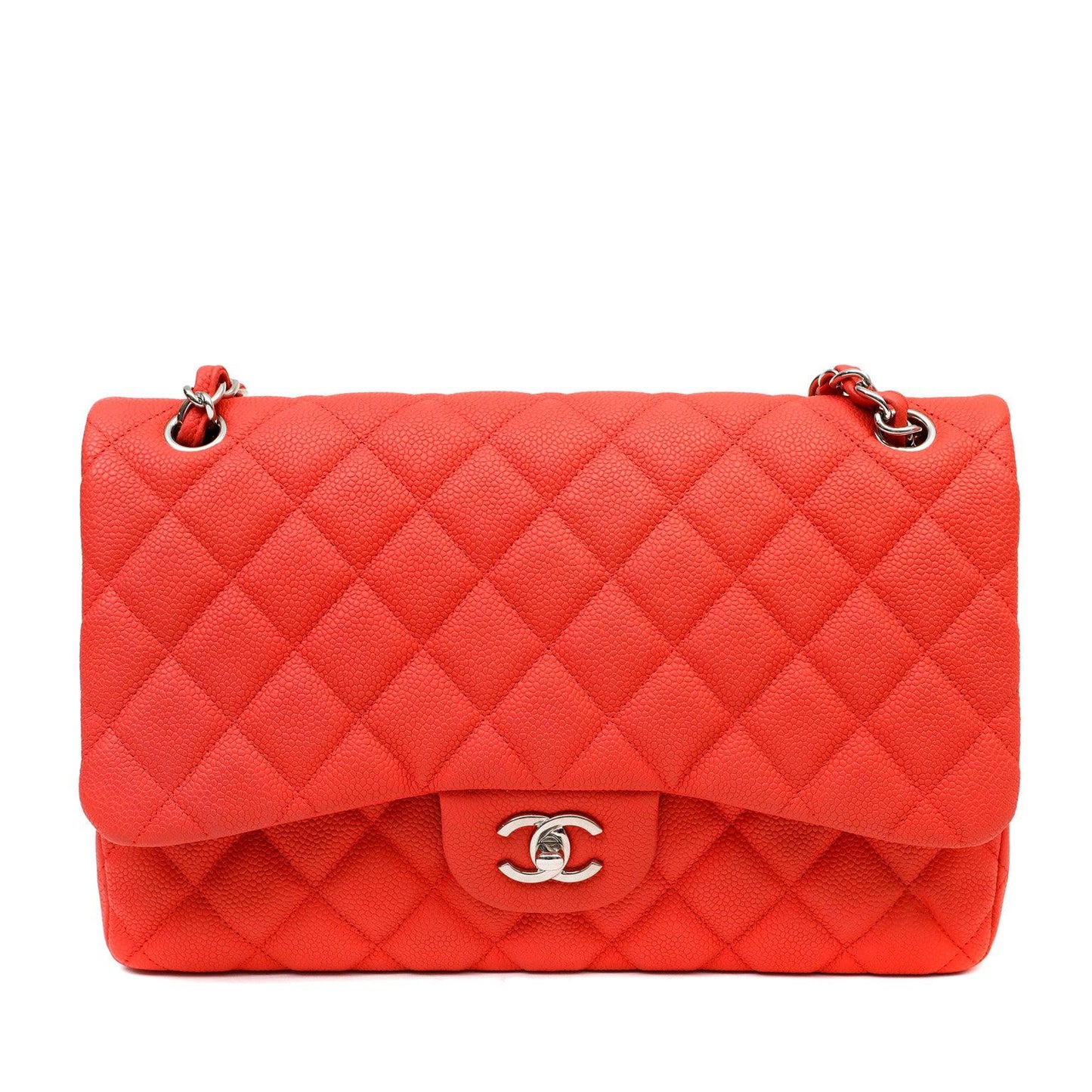 Chanel Salmon Brushed Caviar Jumbo Classic Double Flap Bag