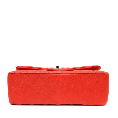 Chanel Salmon Brushed Caviar Jumbo Classic Double Flap Bag