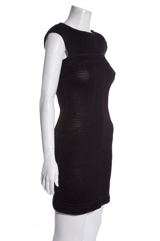 Chanel Black Mesh Perforated Dress SZ 36