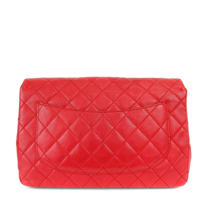 Chanel Red Lipstick Calf Single Flap Jumbo w/ Silver Hardware