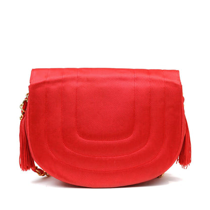 Chanel Red Satin Vintage Evening Crossbody Bag