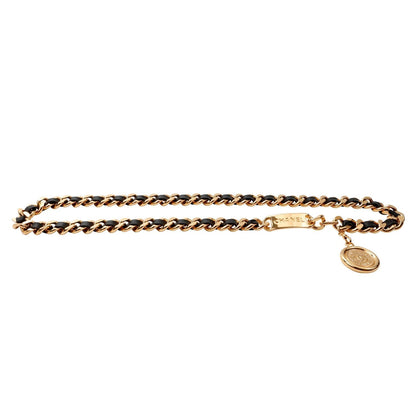 Chanel Black Leather and Chain CC Coin Belt