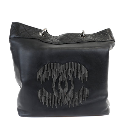 Chanel Black Lambskin Grand Cabernet Tote with Dripping Chains