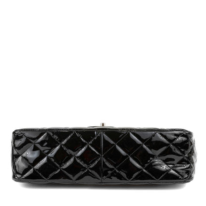 Chanel  Black Patent Leather Jumbo Classic with Silver Hardware