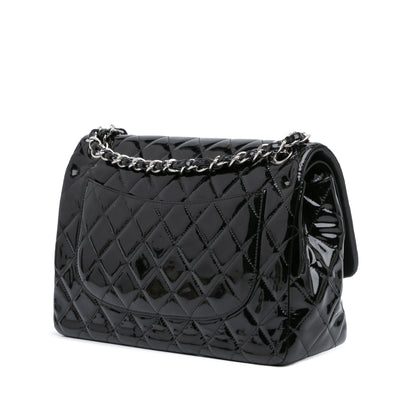 Black Chanel Jumbo Classic Patent Double Flap Shoulder Bag