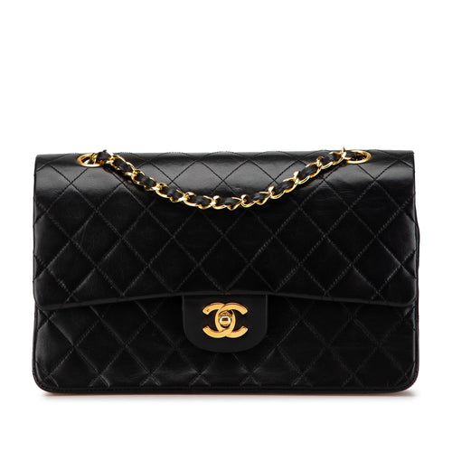 Black Chanel Medium Classic Lambskin Double Flap Shoulder Bag