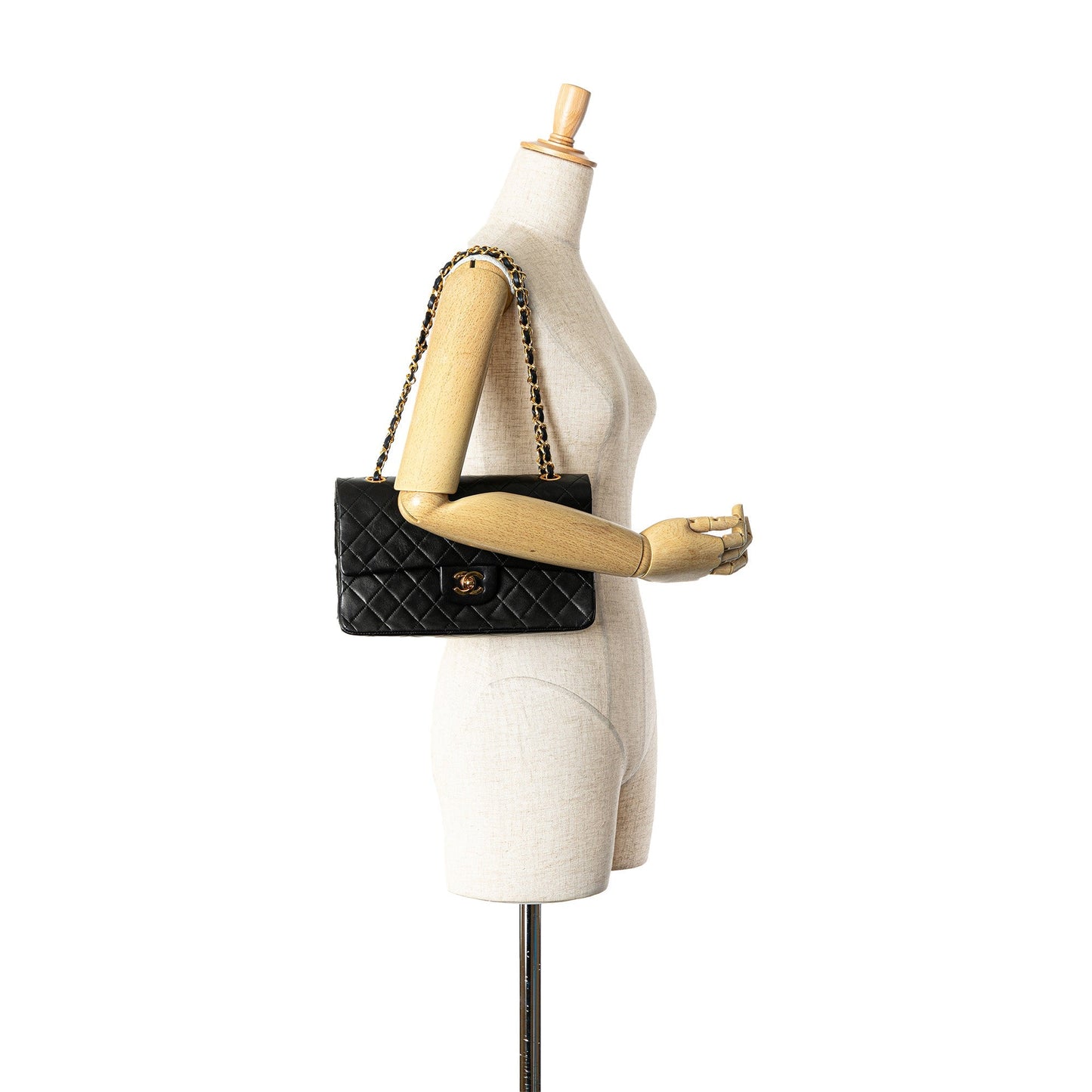 Black Chanel Medium Classic Lambskin Double Flap Shoulder Bag
