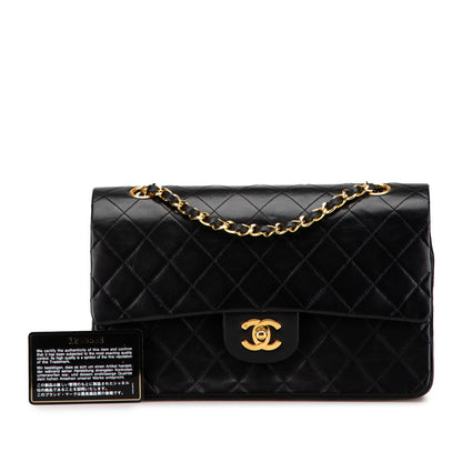 Black Chanel Medium Classic Lambskin Double Flap Shoulder Bag