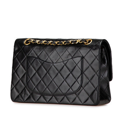 Black Chanel Medium Classic Lambskin Double Flap Shoulder Bag
