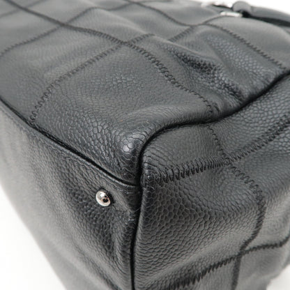 CHANEL Chocobar Caviar Skin Boston Bag Shoulder Bag Black