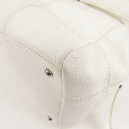 CHANEL Chocolate Bar Caviar Skin Mini Boston Bag White A26135