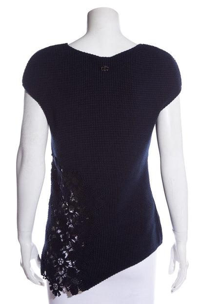 Chanel Navy & Black Lace Top SZ 42