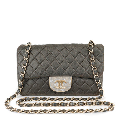 Chanel Metallic Black and Gold Crystal Flap Bag