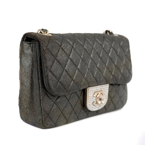 Chanel Metallic Black and Gold Crystal Flap Bag