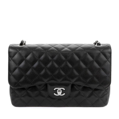 Chanel Black Caviar Jumbo Classic Flap w/ Silver Hardware