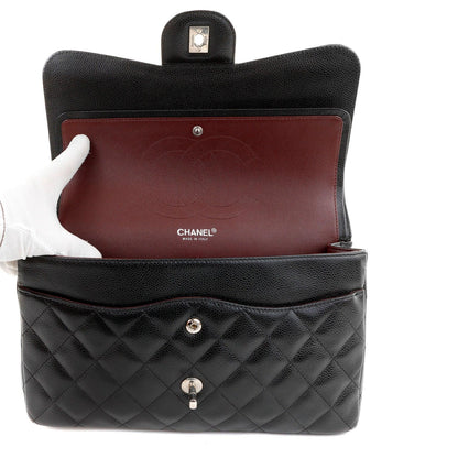 Chanel Black Caviar Jumbo Classic Flap w/ Silver Hardware