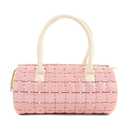 Chanel Pink and Beige Lucite Puzzle Mini Barrel Duffel Handbag RARE