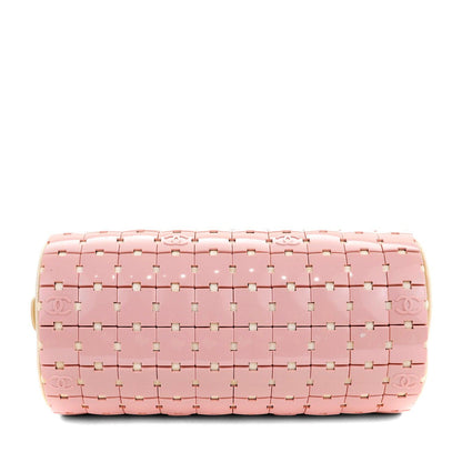Chanel Pink and Beige Lucite Puzzle Mini Barrel Duffel Handbag RARE