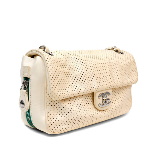 Chanel Pale Yellow Perforated Leather Baseball Spirit Bag