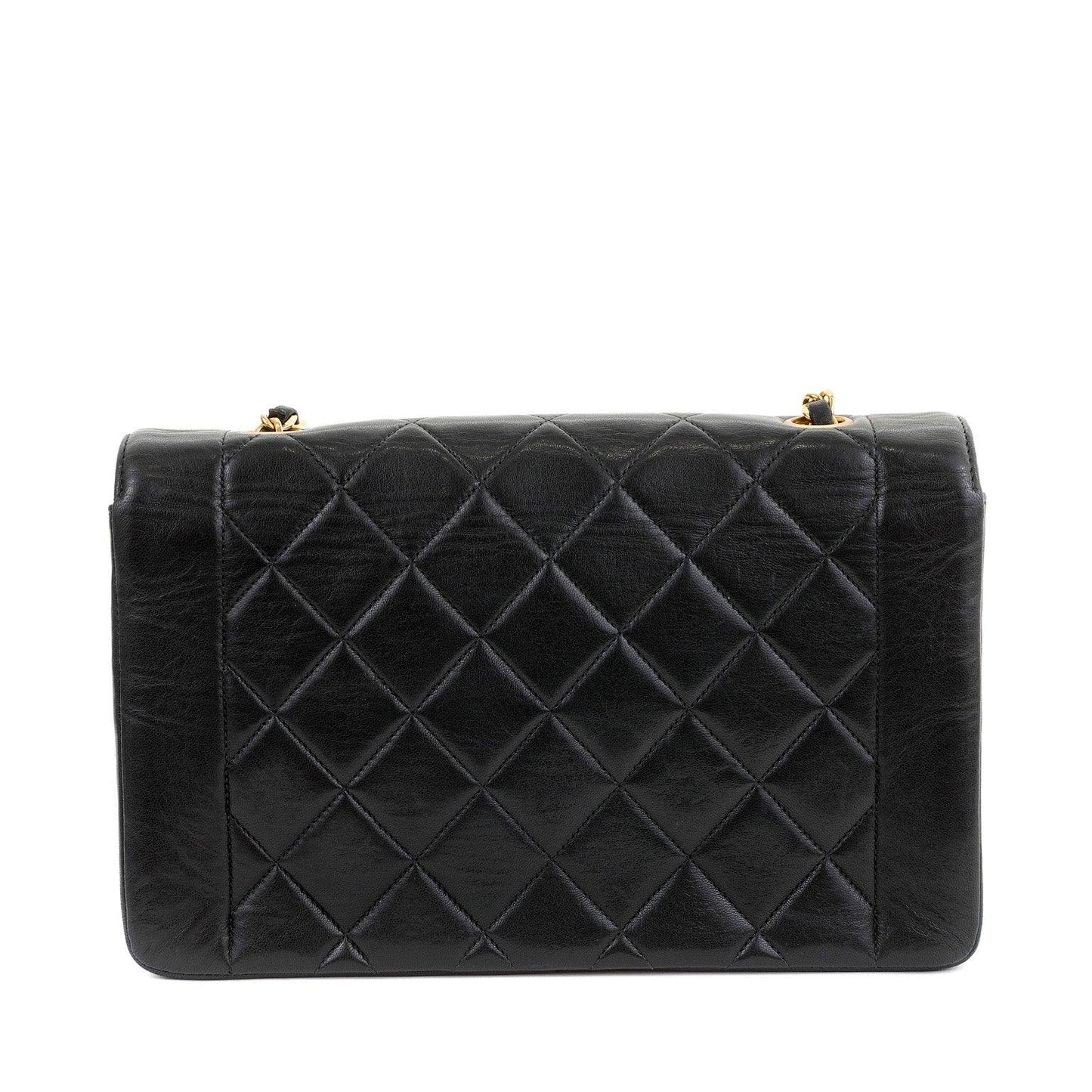 Chanel Black Lambskin Real Princess Diana Classic Medium with Gold Hardware