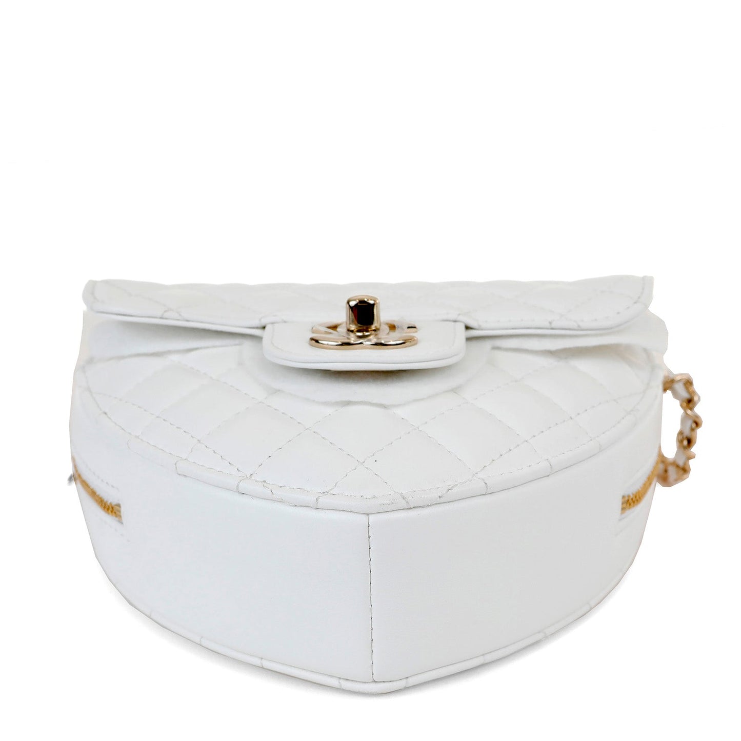 Chanel White Lambskin Mini Heart Bag with Gold Hardware