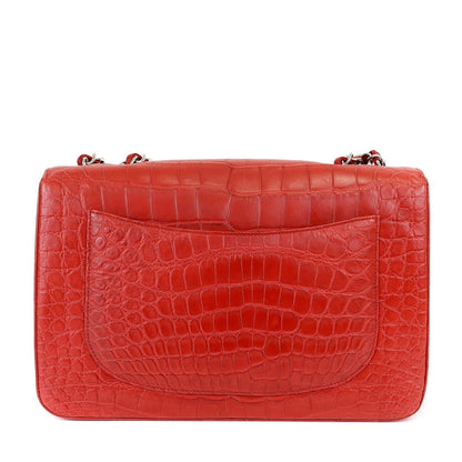 Chanel Red Crocodile Jumbo Classic with Silver Hardware