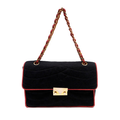 Chanel Vintage COCO Chanel Navy/Pink Cloth w/ Gold Hardware