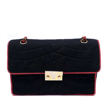 Chanel Vintage COCO Chanel Navy/Pink Cloth w/ Gold Hardware