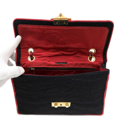 Chanel Vintage COCO Chanel Navy/Pink Cloth w/ Gold Hardware