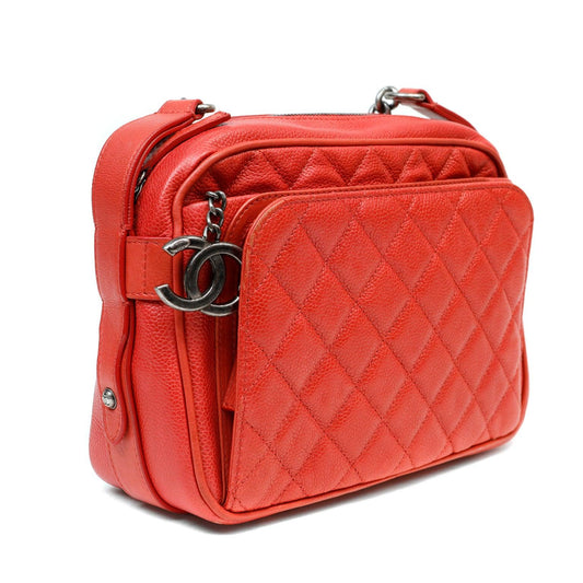 Chanel Bright Red Caviar Crossbody w/ Gunmetal Hardware