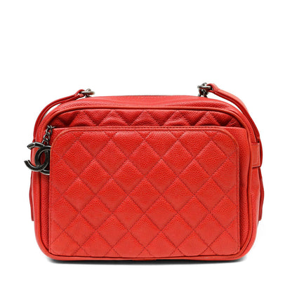 Chanel Bright Red Caviar Crossbody w/ Gunmetal Hardware