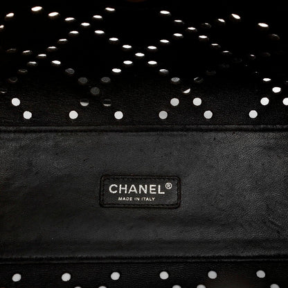 Chanel Black Patent Leather Perforated CC Tote