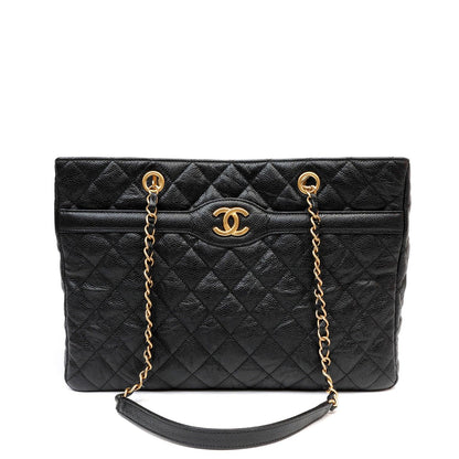Chanel Black Caviar Quilted Tote w/ Gold CC Hardware