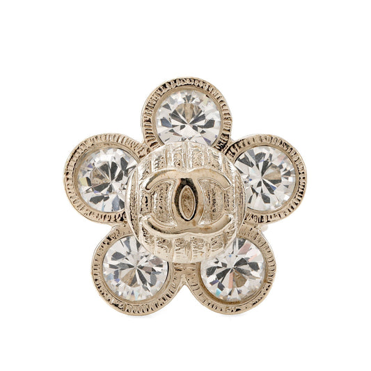 Chanel Large Stone Camellia Ring w/ CC Center