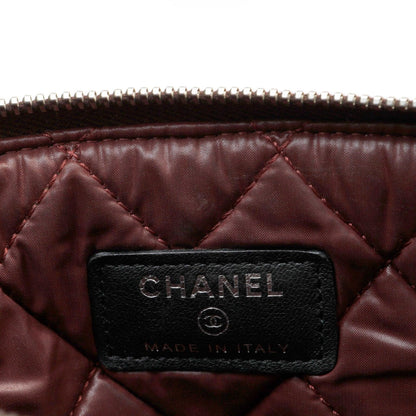 Chanel Small Black Quilted Lambskin Classic O-Case w/ Silver Hardware