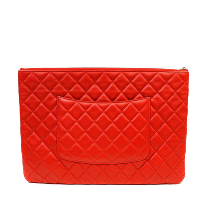 Chanel Red Quilted Lambskin Classic Large O Case