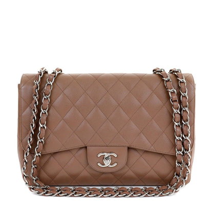 Chanel Caramel Caviar Jumbo Classic w/ Silver Hardware