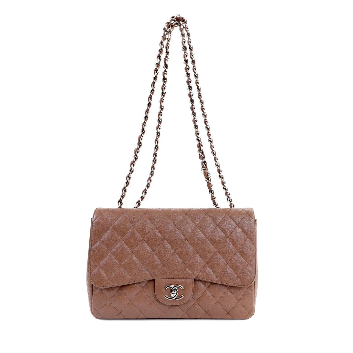 Chanel Caramel Caviar Jumbo Classic w/ Silver Hardware