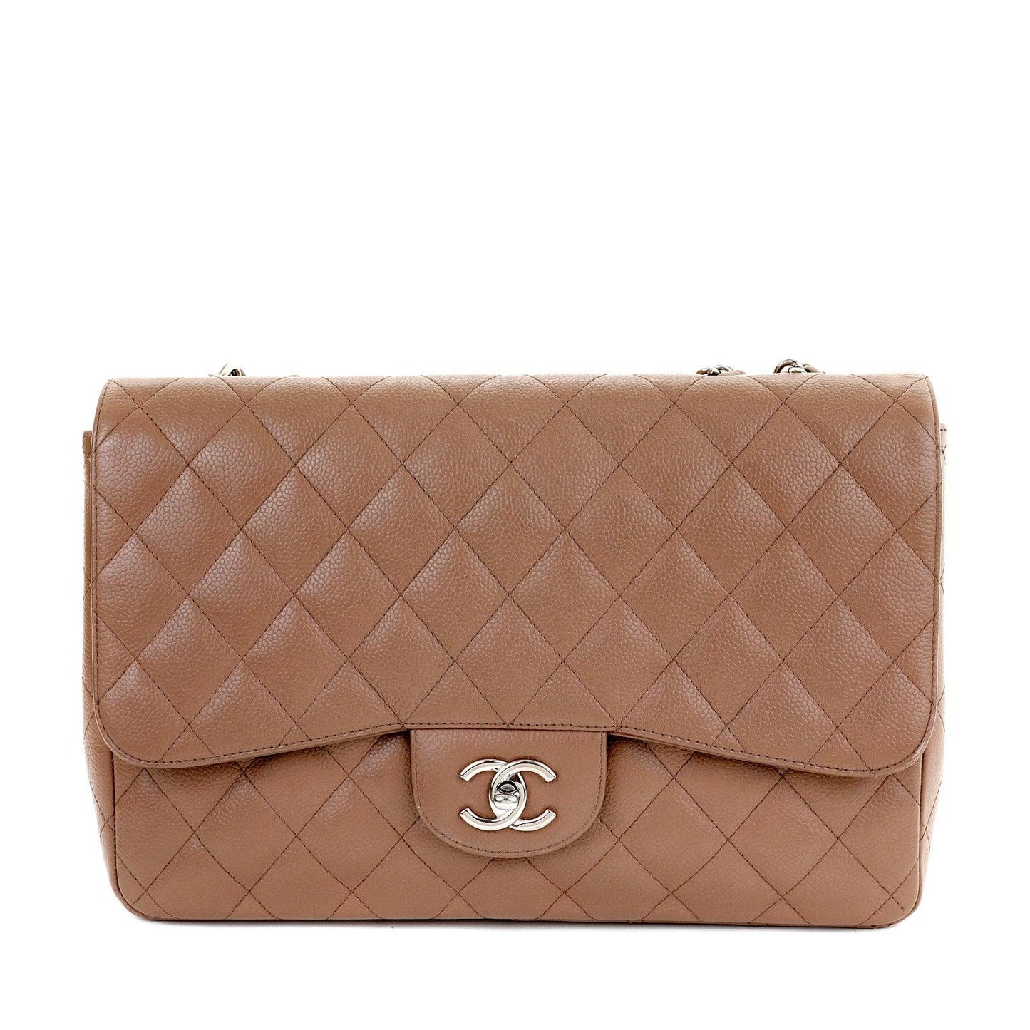 Chanel Caramel Caviar Jumbo Classic w/ Silver Hardware