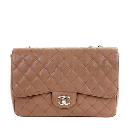 Chanel Caramel Caviar Jumbo Classic w/ Silver Hardware
