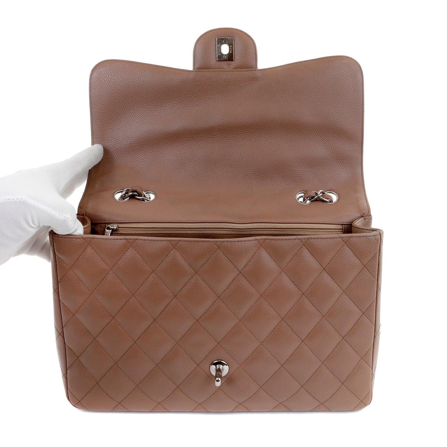 Chanel Caramel Caviar Jumbo Classic w/ Silver Hardware
